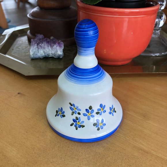 Vintage glazed pottery hand painted bell